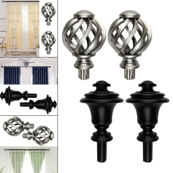 2Pairs Curtain Rod Finials 3/4 inch