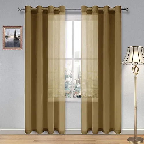 Durable Fabric Net Curtains Copper ( 2 Curtain Set )