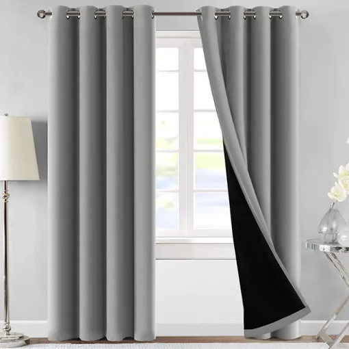 Plain Dyed Luxury Velvet Curtains Light Grey ( 2 Curtain Set )